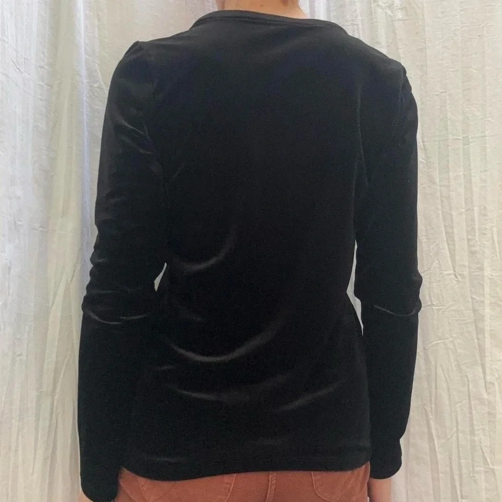 Velvet Cut Out Peephole‎ Keyhole Chest Long Sleeve Top New With Tags NWT goth
